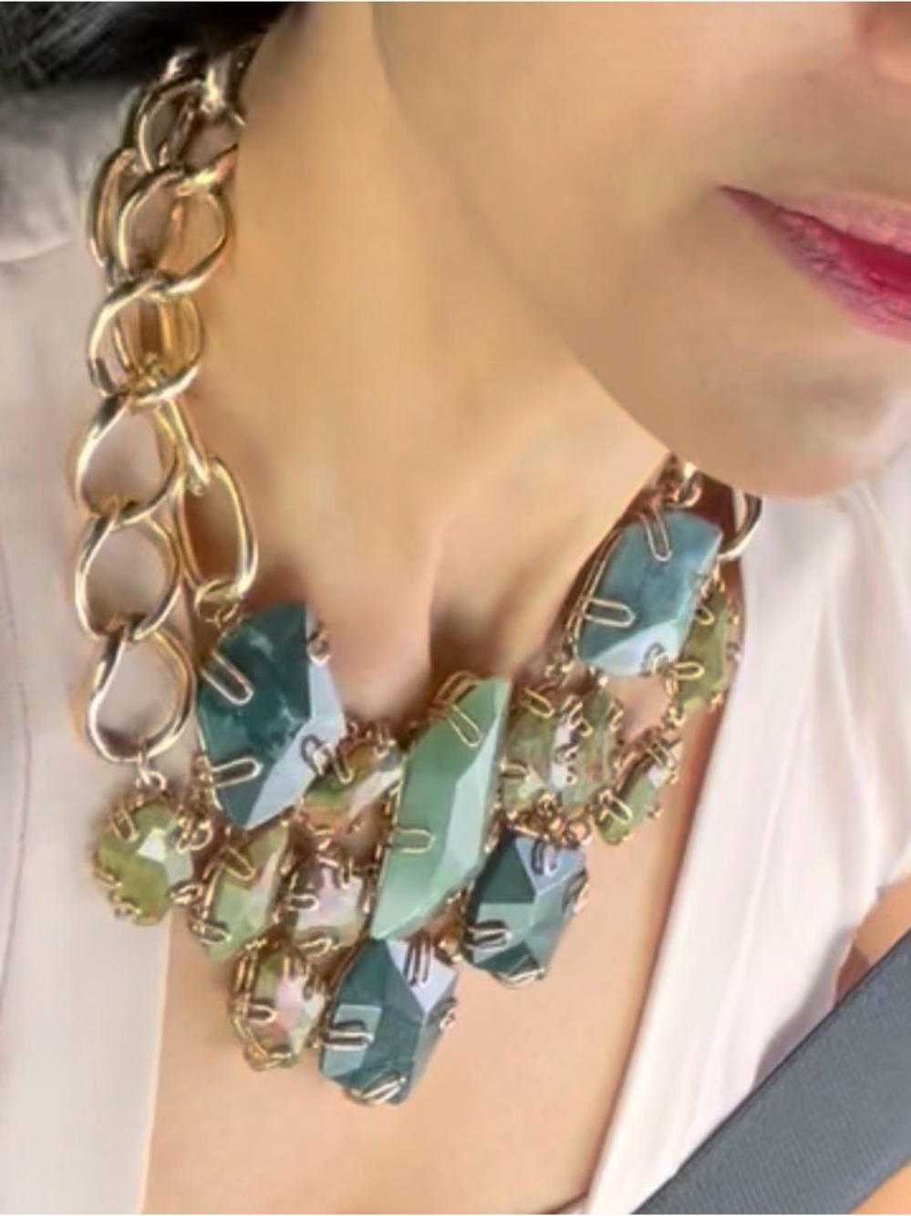 Statement Green BCBG necklace with Gold Hardware